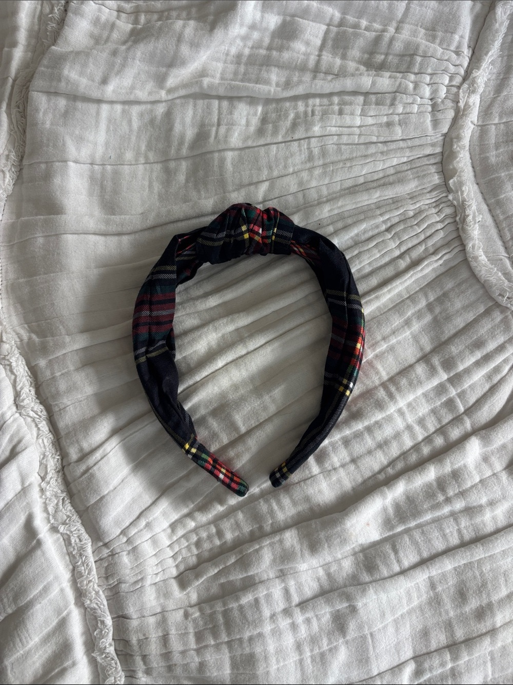 Plaid Twisted Headband - Black Multi